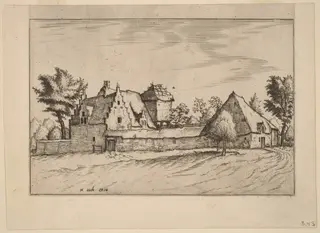 Farms in a Court, by Lucas van Doetechum, ink, 1560