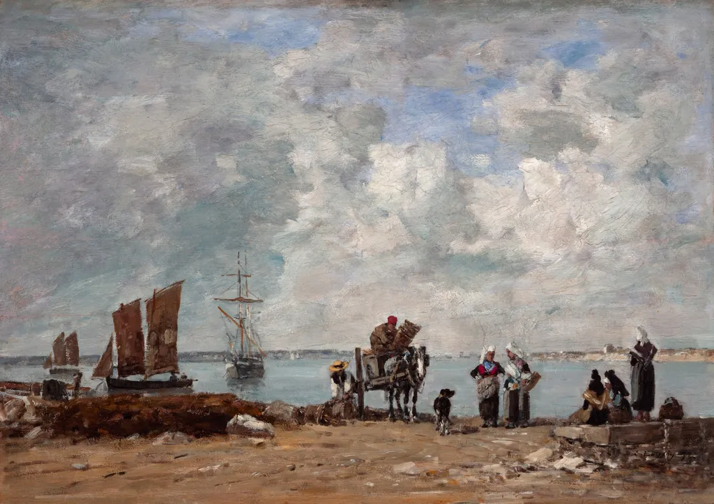 Fishermen's Wives at the Seaside, by Eugène Boudin, oil, 1872