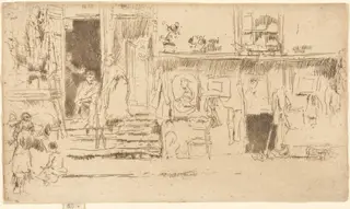 Old-Clothes Shop, No.II, by James McNeill Whistler, ink, 1885