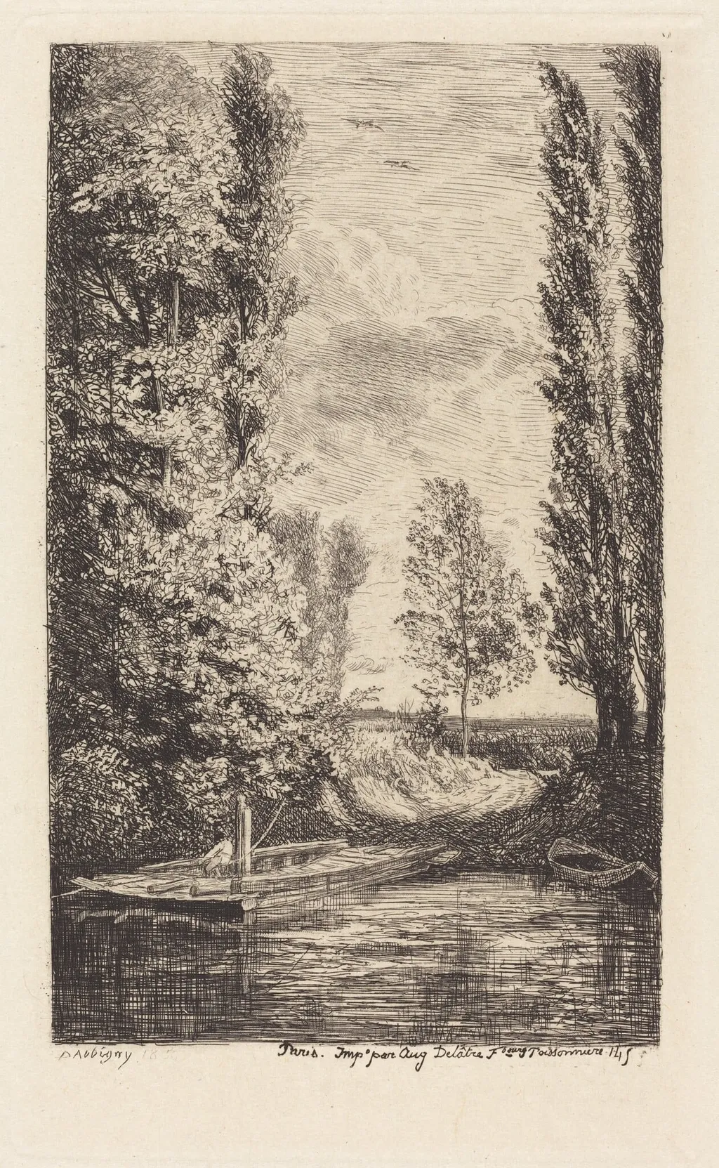 Ferry (Le Bac), by Charles François Daubigny, ink, 1850