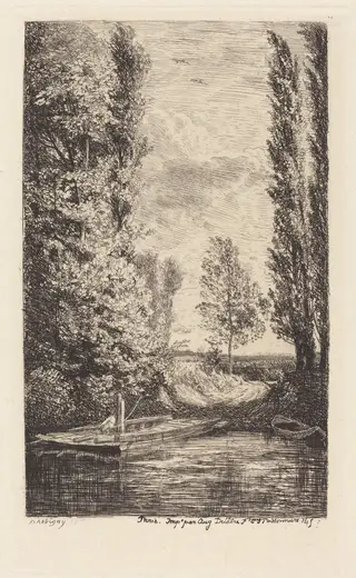 Ferry (Le Bac), by Charles François Daubigny, ink, 1850