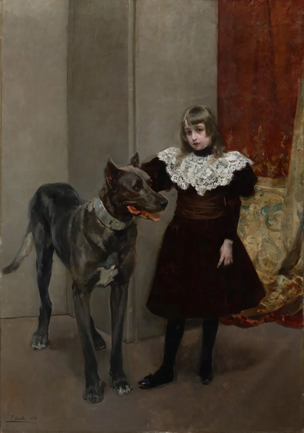 Isabelita and Thor, by Joaquín Sorolla y Bastida, oil, 1893