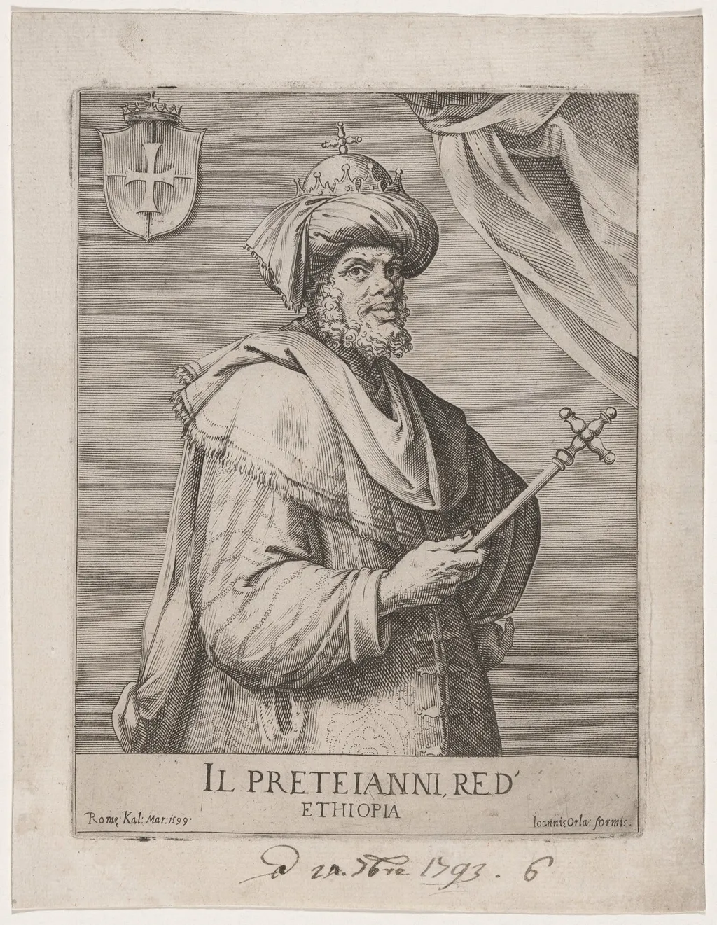 Il Prete Ianni, Re d'Ethiopia (Prester John, King of Ethiopia), by Luca Ciamberlano, ink, 1599