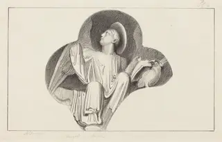 An Angel, from Wells Cathedral, by Maria Denman, ink, 1829