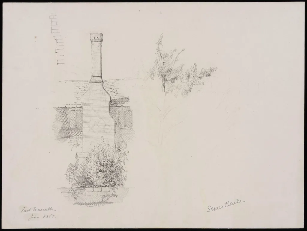 Sketch of part of old house, East Mascalls, by Somers Clarke, 1865