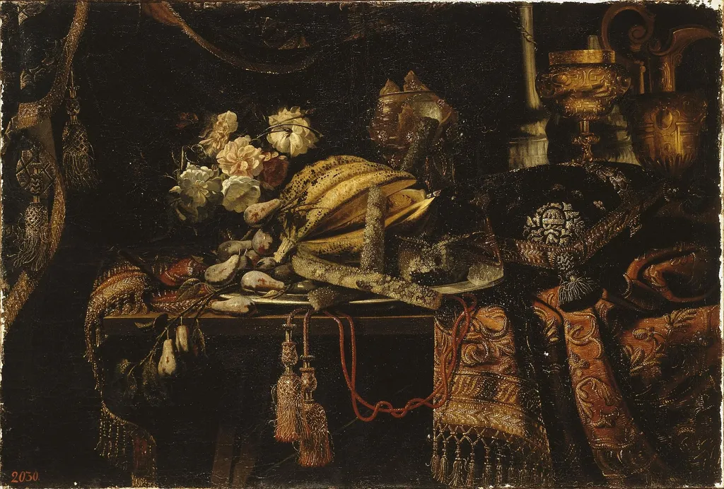 Still Life with a Melon, by Francesco Maltese, oil, 1650