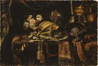 Still Life with a Melon, by Francesco Maltese, oil, 1650