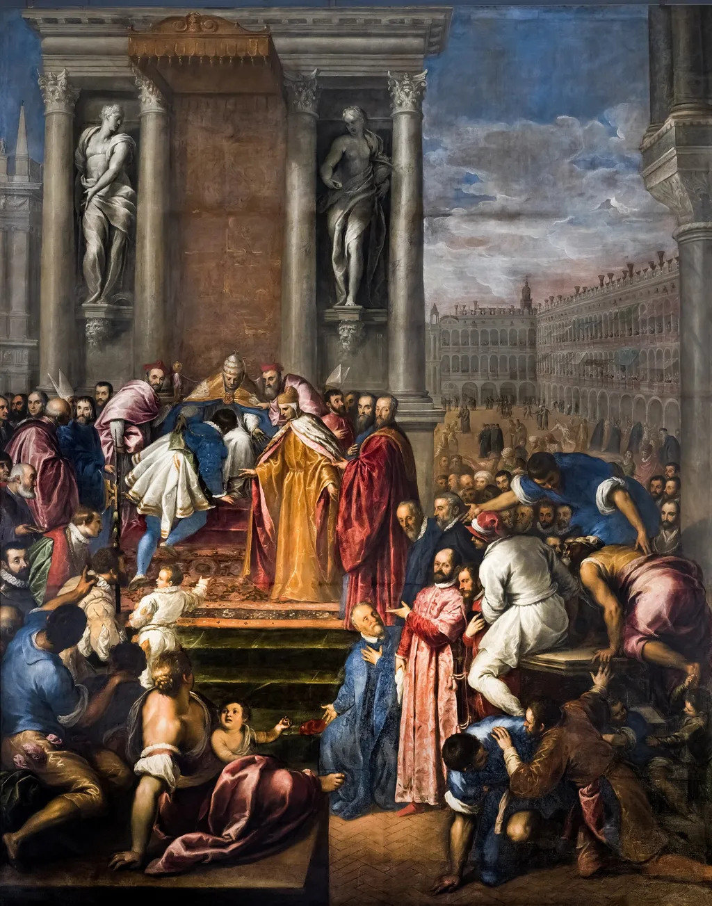The Pope allows Otto to go to his father to negotiate peace, by Palma il Giovane, oil, 1592