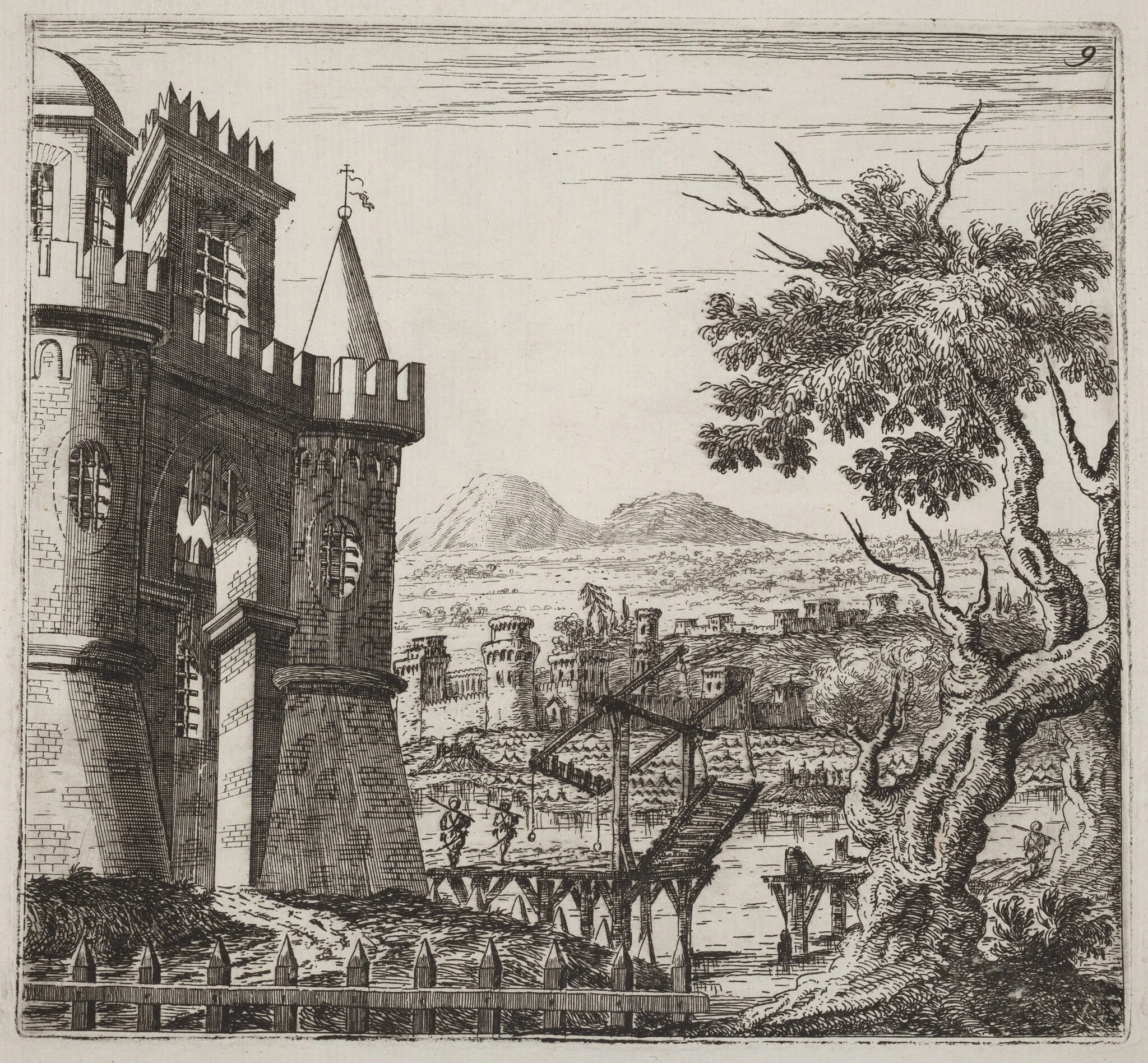 Landscape with a Castle and a Drawbridge, detail