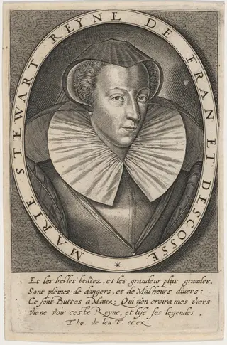 Mary, Queen of Scots, by Thomas de Leu, ink, 1590