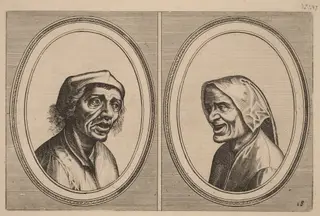 "Goe Geurtjen" and "Kribbighe Babbe", by Johannes van Doetechum the Elder, ink, 1564