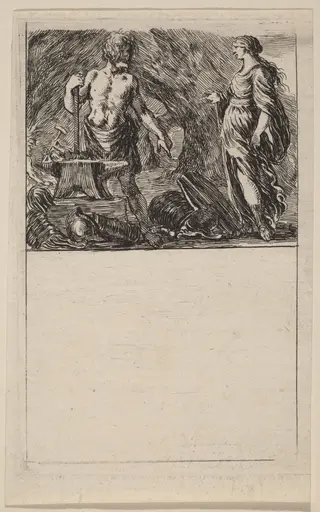 Vulcan and Thetis, by Stefano Della Bella, ink, 1644