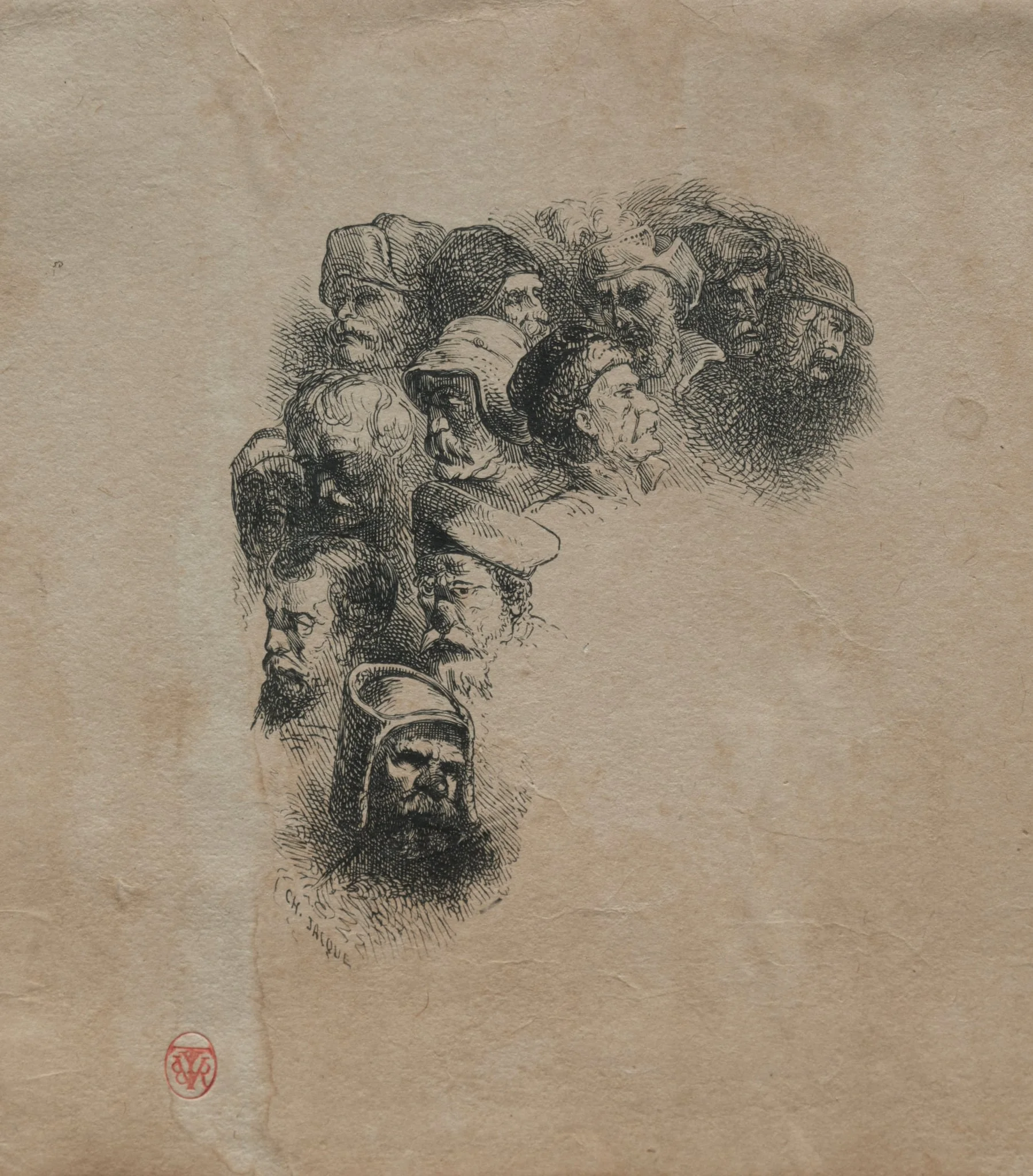 Group of Heads, after Greuze, detail