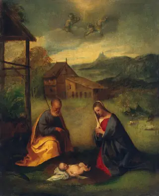 Adoration of the Christ Child, by Titian, oil, 1508