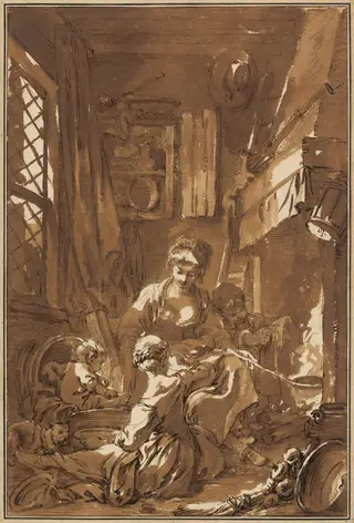 Crêpes, by François Boucher, ink, 1762