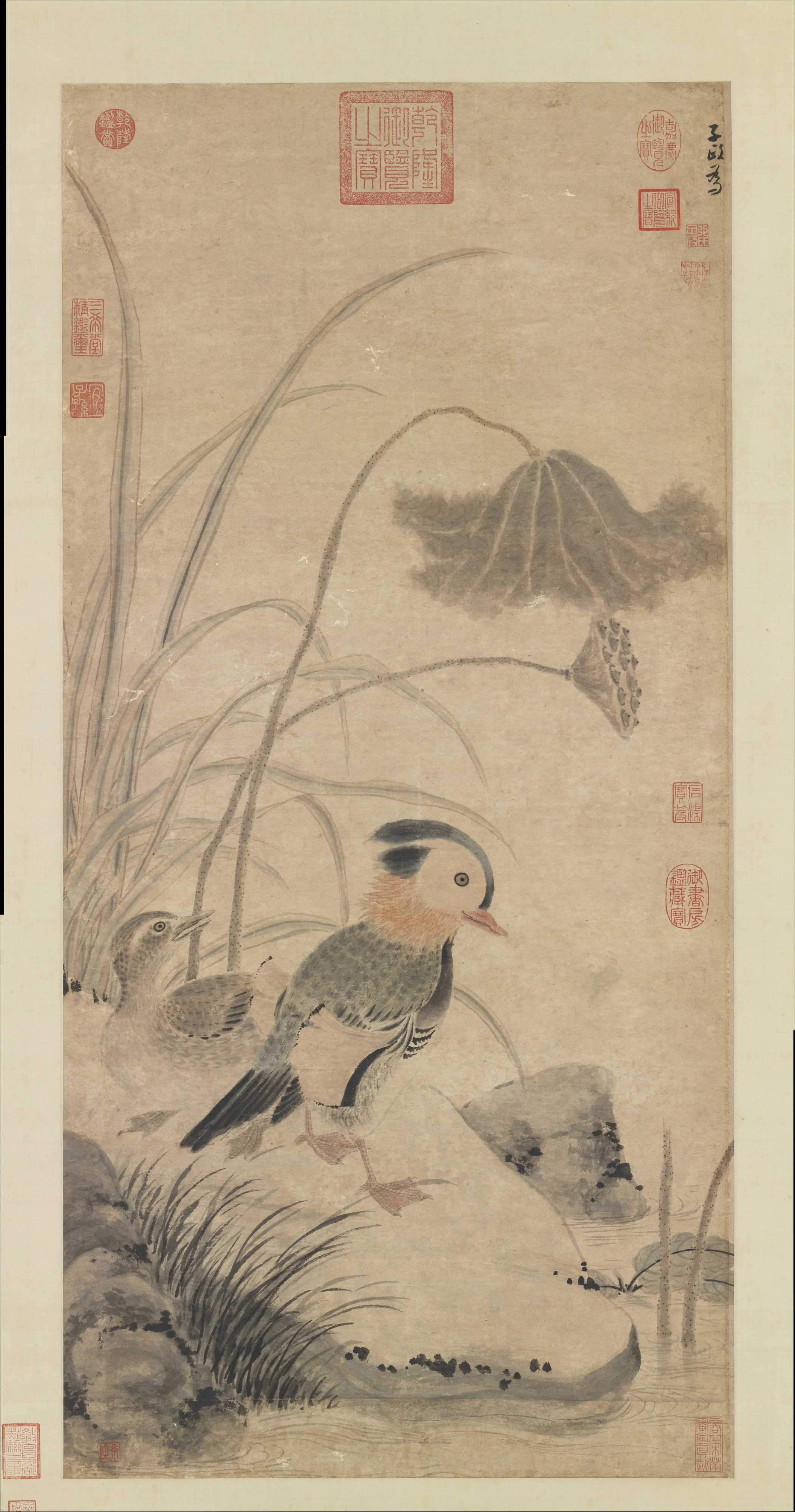 Withered Lotuses and Mandarin Ducks, detail