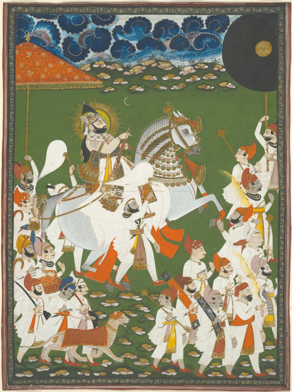 Maharana Bhim Singh in Procession, by Ghasi, watercolor, 1820