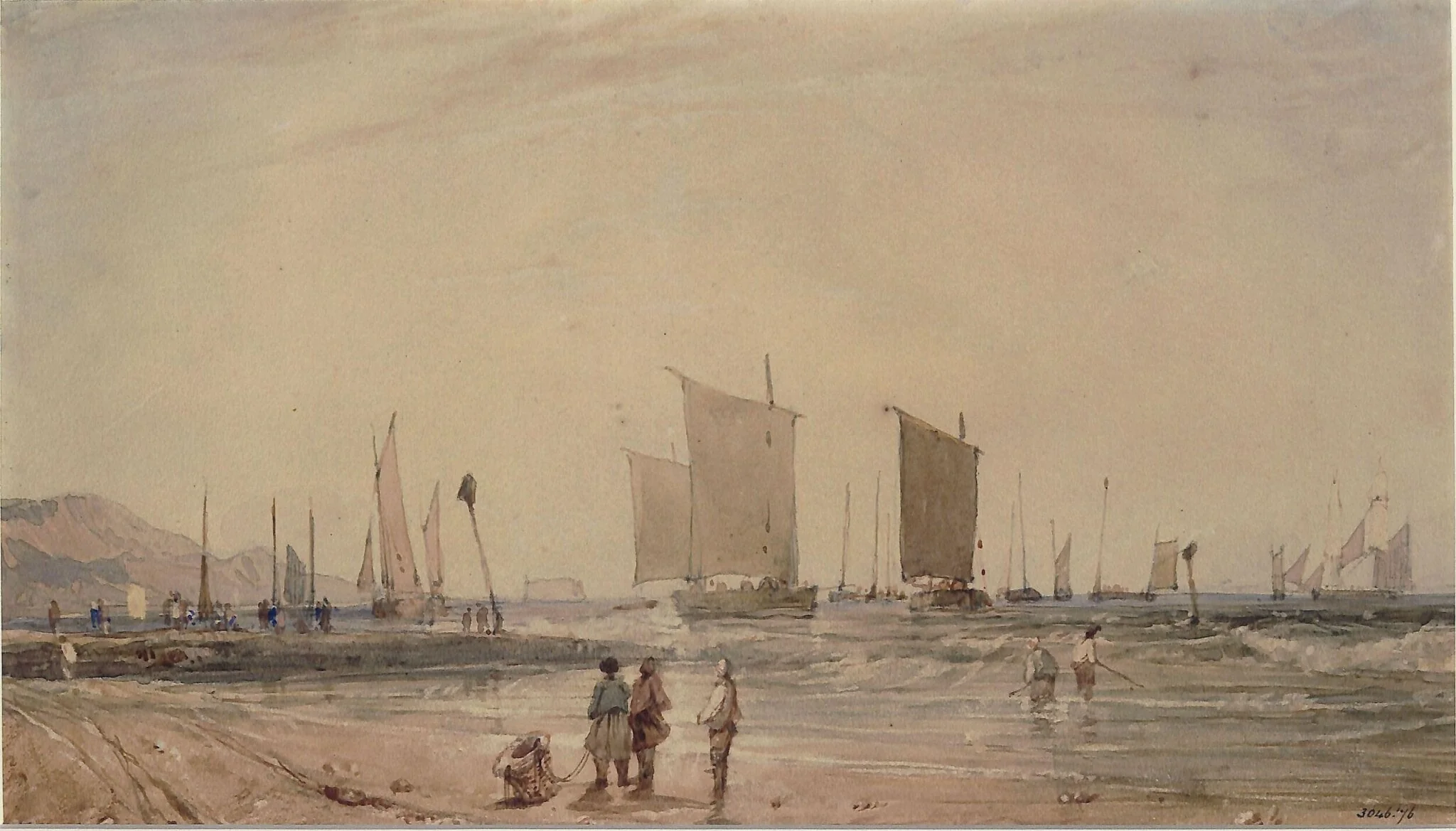 French coast, with fishing boats, detail