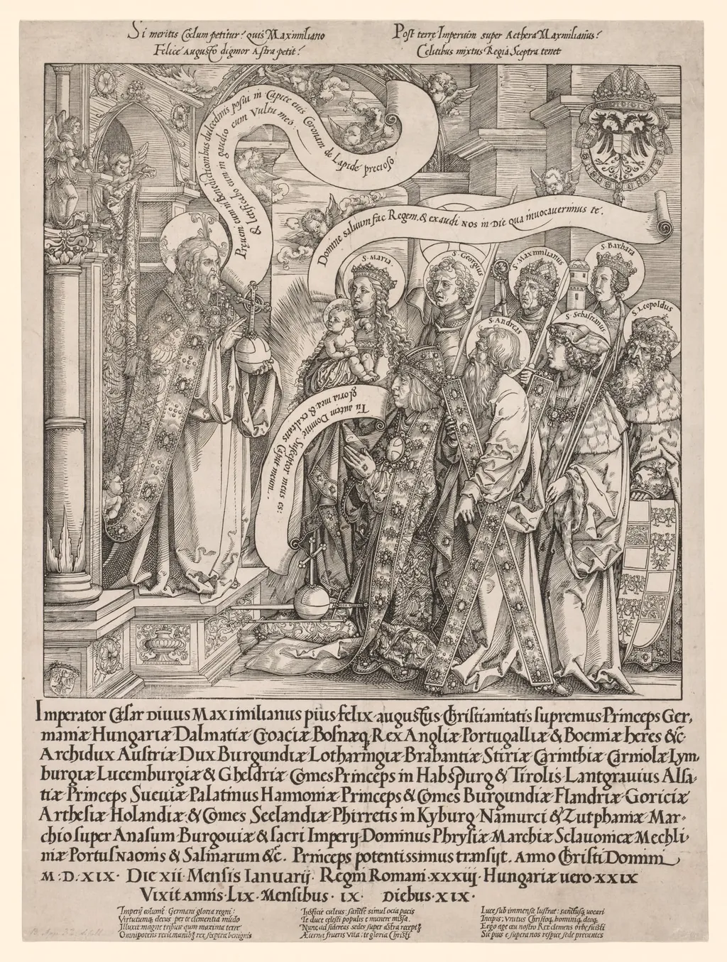 The Emperor Maximilian Presented by His Patron Saints to the Almighty, by Hans Springinklee, 1519
