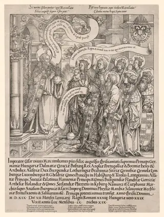 The Emperor Maximilian Presented by His Patron Saints to the Almighty, by Hans Springinklee, 1519