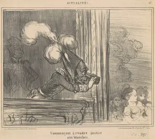 Commençant a rendre justice aux blanches, by Honoré Daumier, ink, 1859