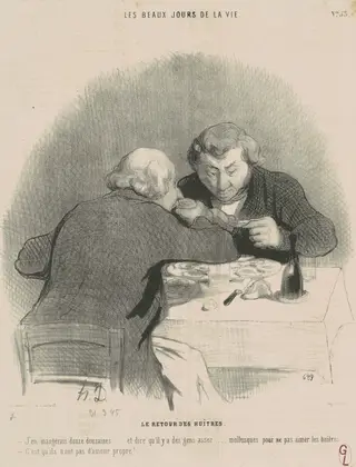 Le retour des huitres, by Honoré Daumier, ink, 1845