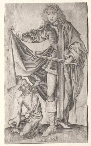 St. Martin Dividing His Cloak for a Beggar, by Israhel van Meckenem, 1488