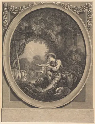Le Départ du Courrier, by Jacques-Firmin Beauvarlet, ink, 1764