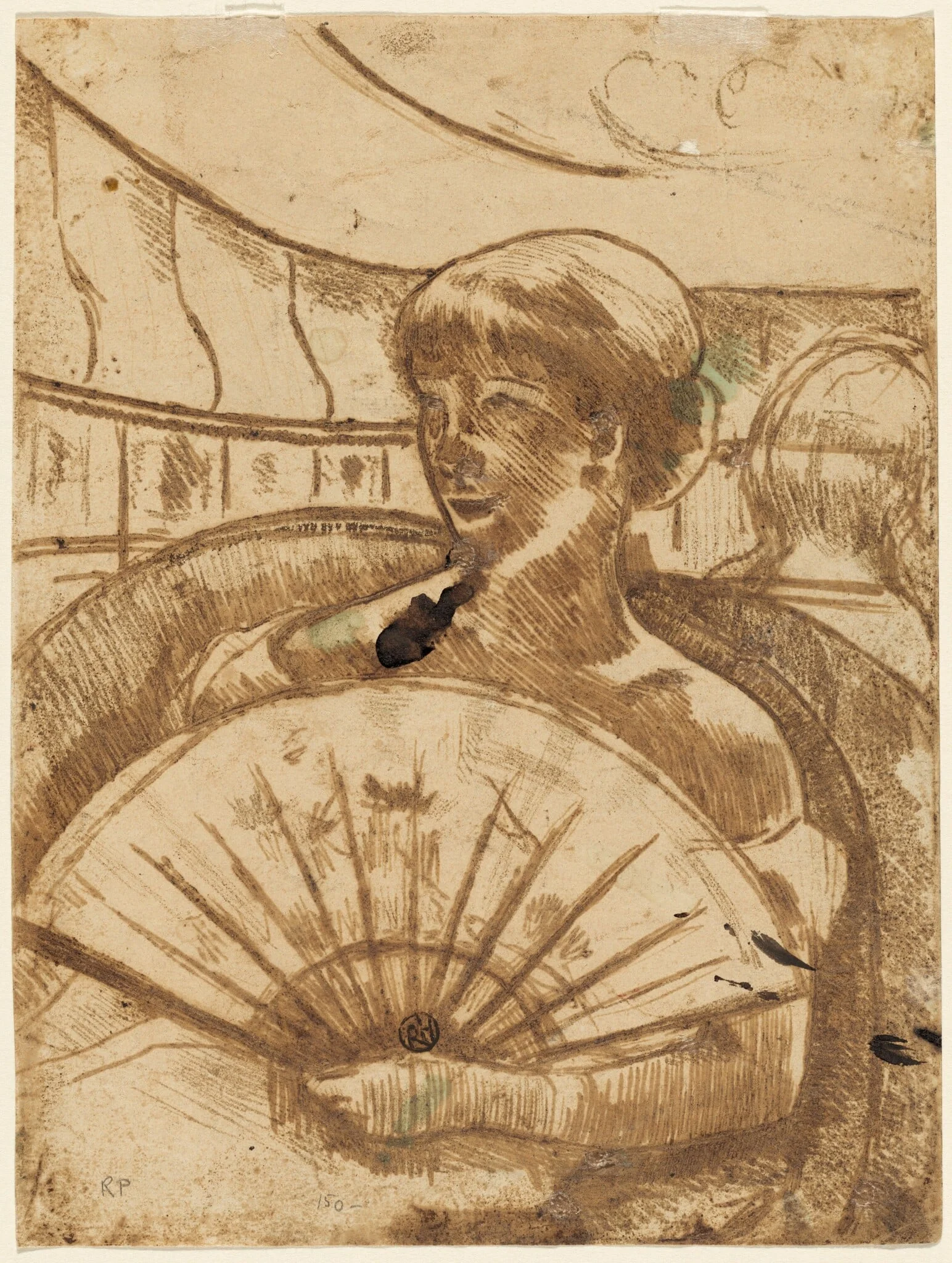In the Opera Box [verso], detail