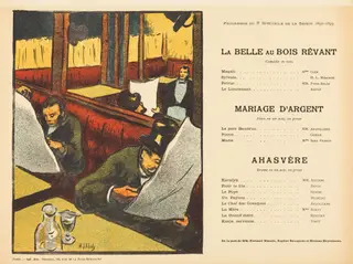 La Belle au bois rêvant; Mariage d'argent; Ahasvère, by Henri-Gabriel Ibels, ink, 1893