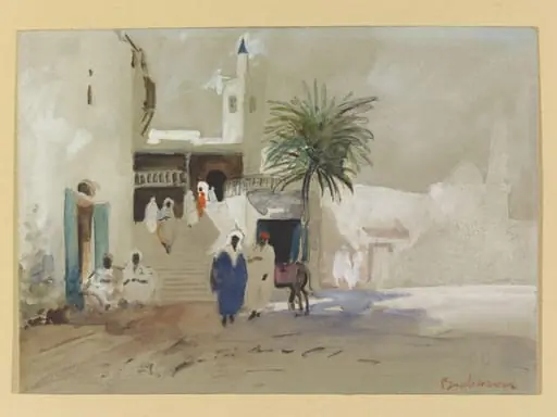 Mosque of Sidi Bou-Said, by Hercules Brabazon Brabazon, watercolor, 1860