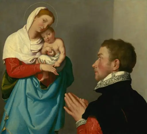 A Gentleman in Adoration before the Madonna, by Giovanni Battista Moroni, oil, 1560