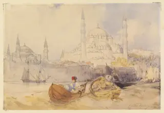 Yeni Valide Camii [New Mosque] and Haghia Sophia from the Golden Horn, by John Richard Coke Smyth, watercolor, 1836