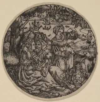 Lot and His Daughters, by Master S, ink, 1502