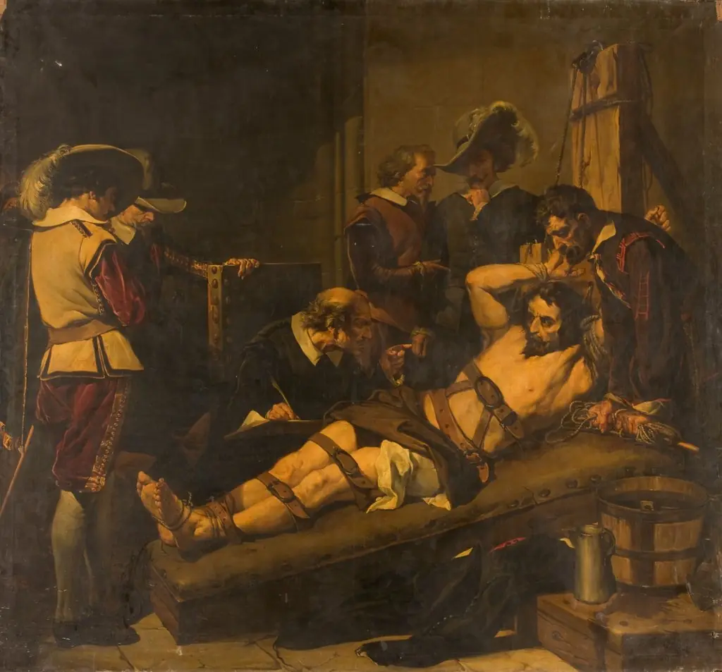 Don Rodrigo Calderón en el tormento, by José María Rodríguez de Losada, oil, 1865