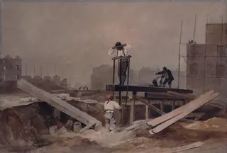 The Sawpit, by Clennell, watercolor, 1810