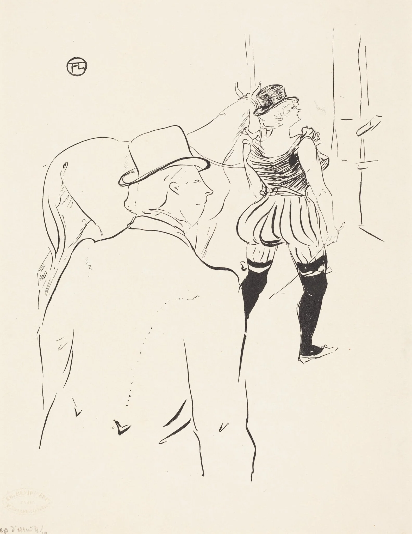 In the Wings of the Folies-Bergere: Mrs. Lona Barrison with Her Manager and Husband, detail