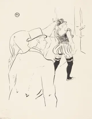In the Wings of the Folies-Bergere:  Mrs. Lona Barrison with Her Manager and Husband, by Henri de Toulouse-Lautrec, 1895