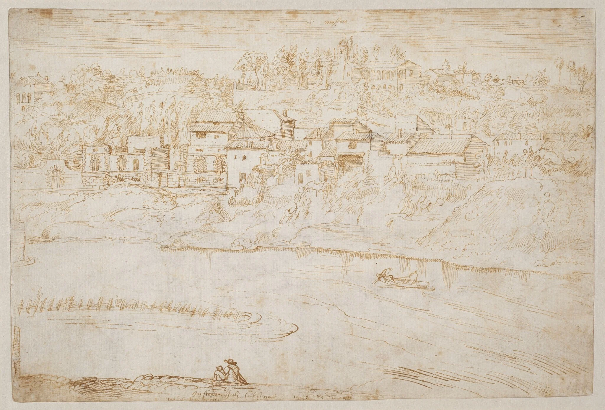 View of the Janiculum Hill Seen from the Tiber (recto), detail