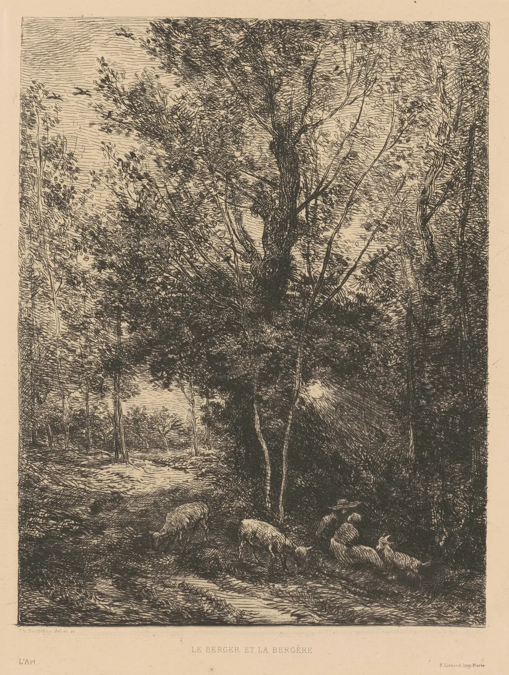 Le Berger et La Bergre, by Charles François Daubigny, ink, 1874