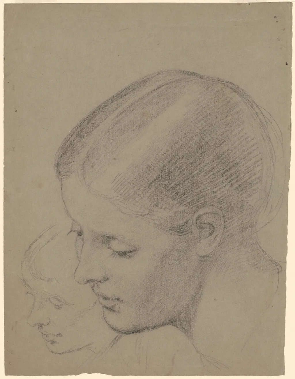 Studies of a Female Head [recto], by Perry, Enoch Wood, Jr., charcoal, 1860