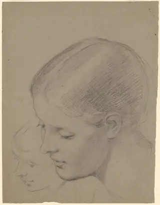 Studies of a Female Head [recto], by Perry, Enoch Wood, Jr., charcoal, 1860
