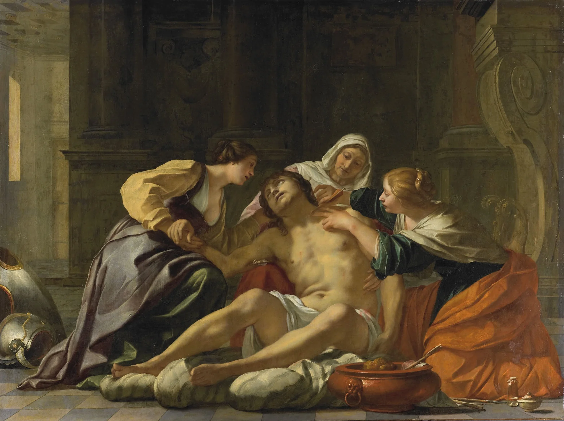 St Sebastian Nursed by Irene and her Helpers, detail