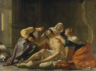 St Sebastian Nursed by Irene and her Helpers, by Jacques Blanchard, oil, 1630