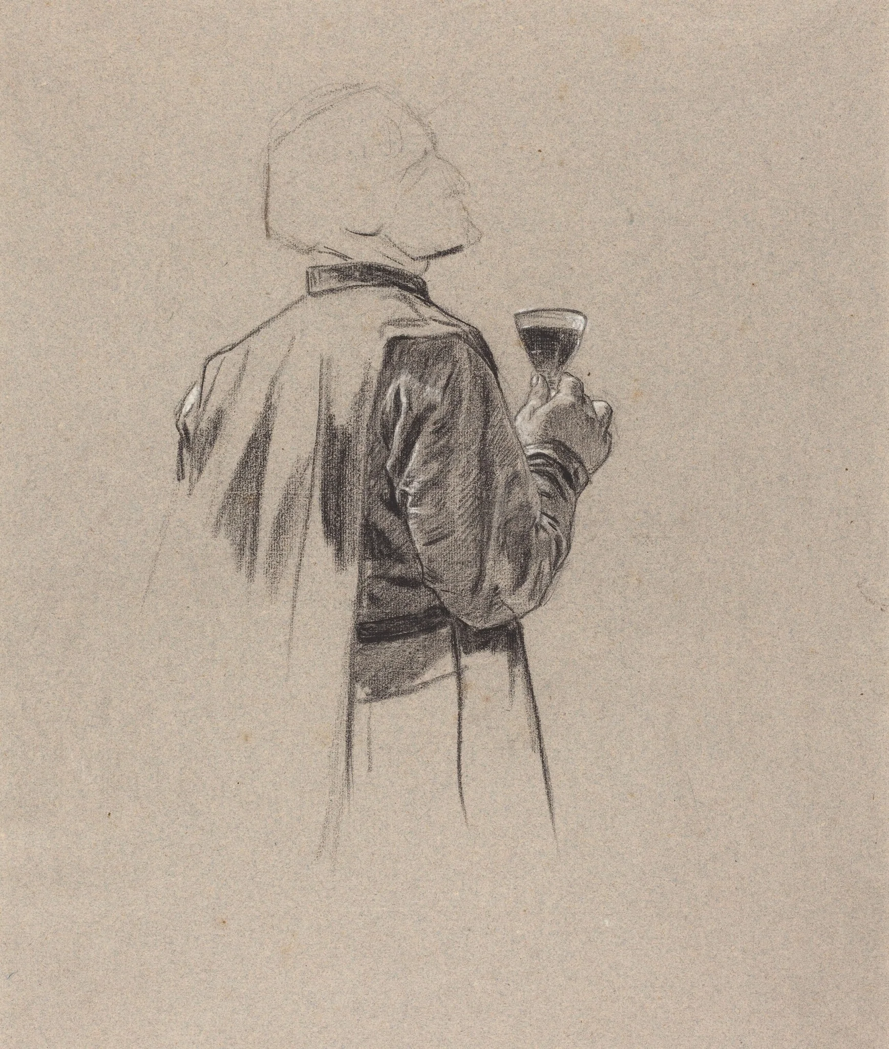 A Bearded Gentleman with a Glass of Wine, detail