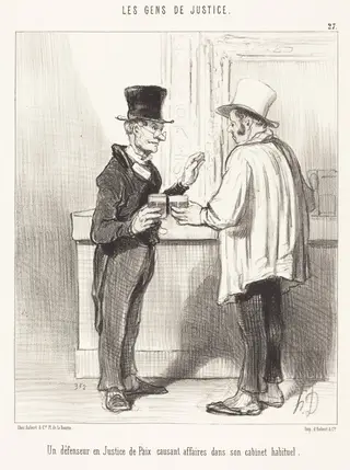 Un Défenseur... causant... dans son cabinet habituel, by Honoré Daumier, ink, 1846