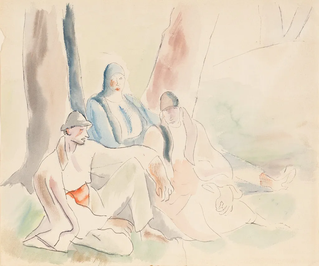 Țărani în repaus, by Iosif Iser, unspecified, 1850