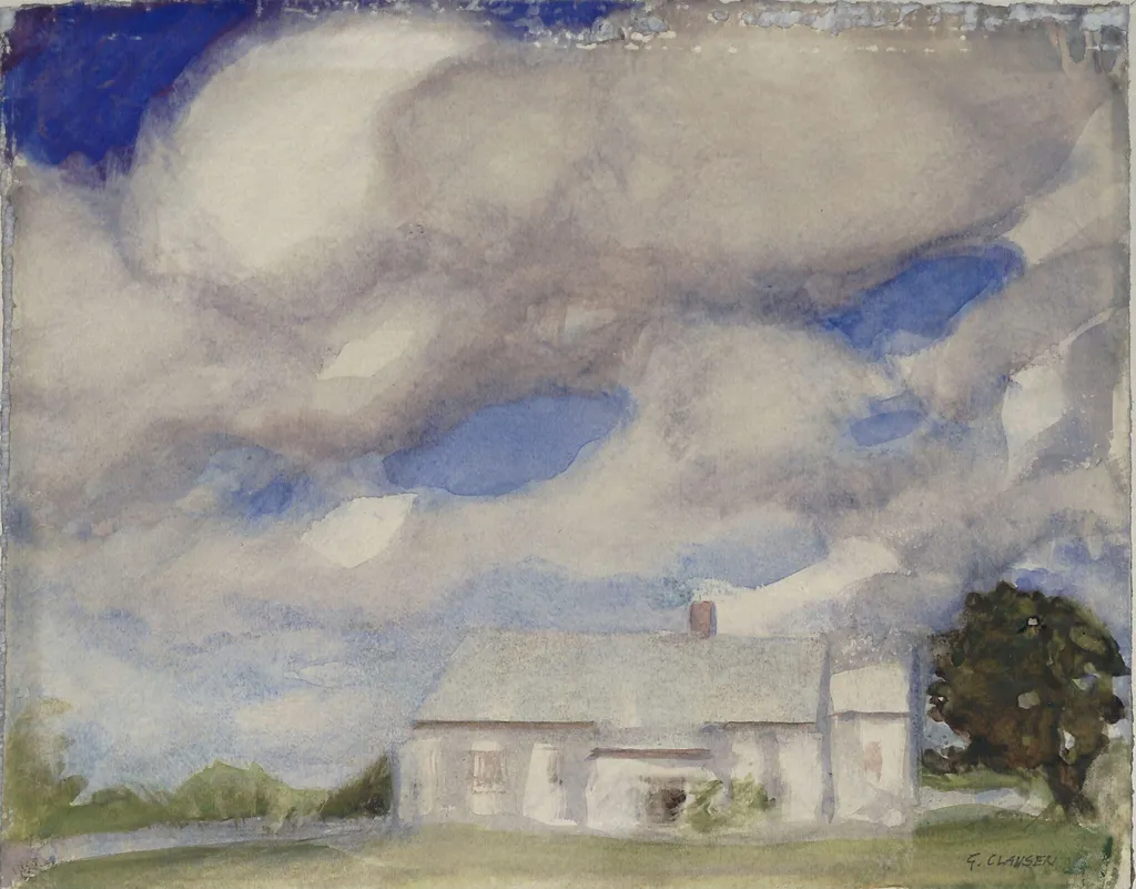 Overpowering sky, by George Clausen, watercolor, 1875