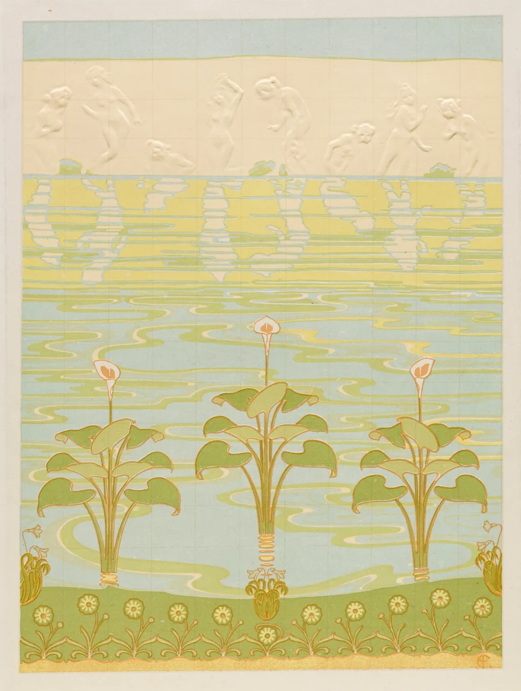 Decoration in Enameled Tiles for Bathroom, by Félix Albert Anthyme Aubert, 1898
