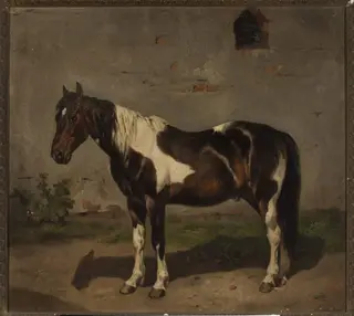 Horse with the barn in the background, by Józef Brodowski the Elder, oil